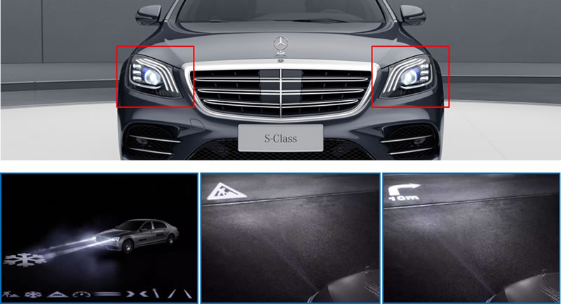 奔驰S级轿车的先进数字大灯利用数字微镜器件实现图像投影